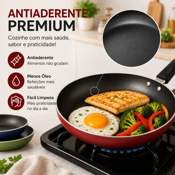 KIT 3 Frigideiras Antiaderentes INOX PREMIUM — foto 3