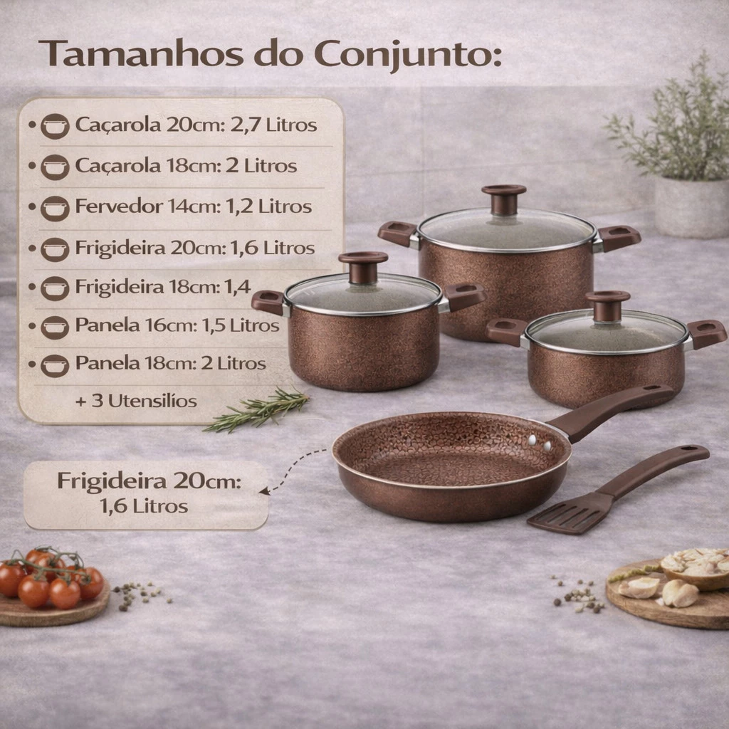 [🔥QUEIMA TOTAL] Jogo de 5 Panelas Marrom Disegno CERAMICA + INOX PREMIUM! — foto 5